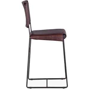 New York 17" Counter Chair in Chocolate Top Grain Leather and Iron