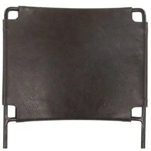 New York 18" Counter Chair in Black Buffalo Leather and Iron