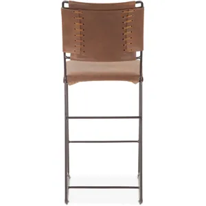 New York 18" Counter Chair in Brown Buffalo Leather and Iron