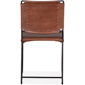 New York 18" Dining Chair in Tobacco Leather and Iron