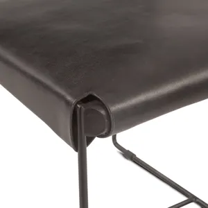 New York 18" Dining Chair in Black Buffalo Leather and Iron