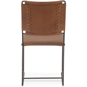 New York 18" Dining Chair in Brown Buffalo Leather and Iron