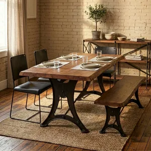 Organic Forge 94" Dining Table in Raw Walnut