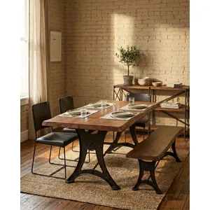 Organic Forge 94" Dining Table in Raw Walnut
