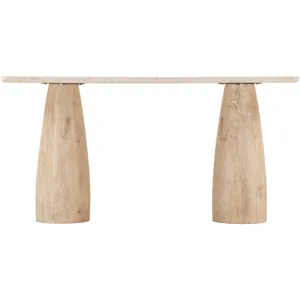 Palm Springs 60" Console Table with White Marble and Whitewash Modern Base