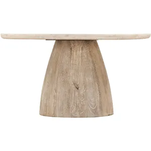 Palm Springs 36" Coffee Table with White Marble and Whitewash Modern Base
