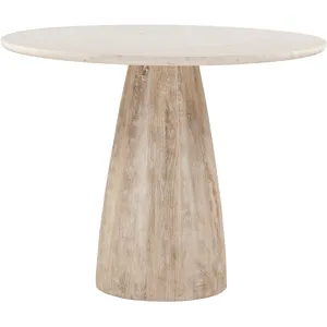 Palm Springs 48" Gathering Table with White Marble and Whitewash Modern Base