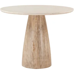 Palm Springs 48" Gathering Table with White Marble and Whitewash Modern Base