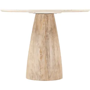 Palm Springs 48" Gathering Table with White Marble and Whitewash Modern Base
