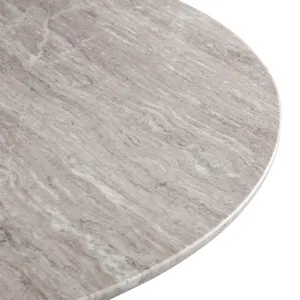 Palm Springs 48" Round Dining Table with Brown Lajaria Marble and Whitewash Modern Base