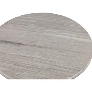 Palm Springs 48" Round Dining Table with Brown Lajaria Marble and Whitewash Modern Base