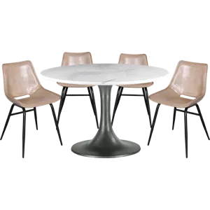 Palm Springs 48" Round Dining Table with White Marble and Silver Base
