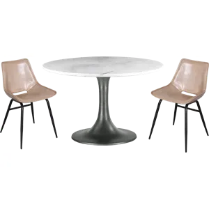 Palm Springs 48" Round Dining Table with White Marble and Silver Base
