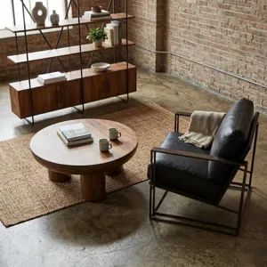 Palermo 39" Round Coffee Table in Acorn Brown