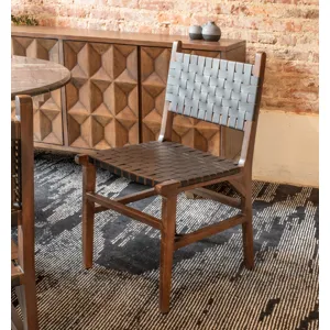 Palermo 18" Dining Chair with Black Leather in Matte Brown