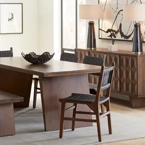 Palermo 18" Dining Chair with Black Leather in Matte Brown
