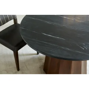 Grosvenor Maya 21" Dining Chair in Black Striped Linen and Black Leather