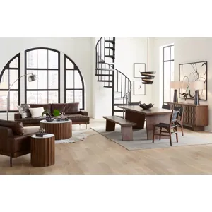 Palermo 18" Round Side Table with White Marble and Royal Brown Base