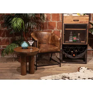Palermo 20" Round Side Table in Acorn Brown