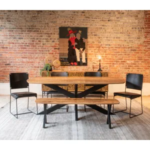 Rapallo 82" Dining Table in Natural Mango Wood and Iron