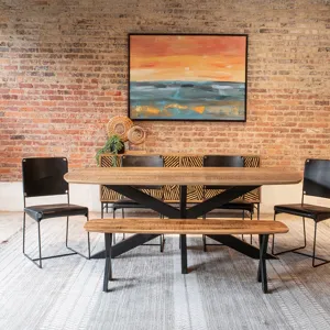 Rapallo 82" Dining Table in Natural Mango Wood and Iron