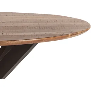 Rapallo 48" Round Dining Table in Natural Mango Wood and Iron