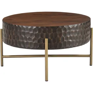 Santa Cruz 34" Round Coffee Table in Two Tone