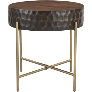 Santa Cruz 24" Round Side Table in Two Tone