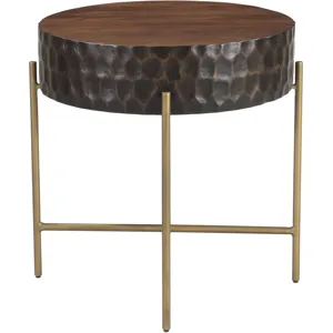 Santa Cruz 24" Round Side Table in Two Tone