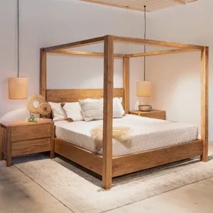 Sedona Canopy Queen Bed in Brushed Acacia