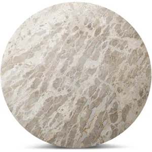 Solomon 54" Round Dining Table with Capri Beige Marble and Natural Mango Base