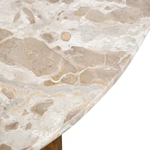 Solomon 54" Round Dining Table with Capri Beige Marble and Natural Mango Base