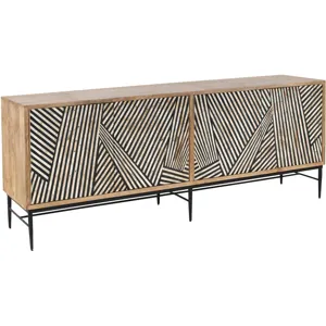 Solomon 80" Sideboard with  Bone and Wood Inlay on Metal Base