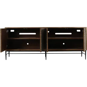 Solomon 80" Sideboard with  Bone and Wood Inlay on Metal Base