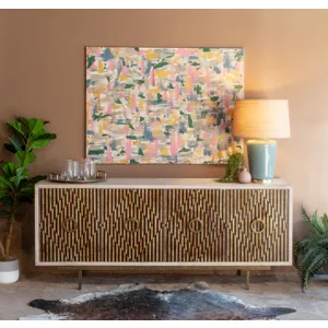 Taara 72" Sideboard with Horn and Wood Inlay on Metal Base