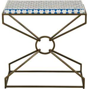 Taara 24" Side Table with Horn Inlay and Brass Base