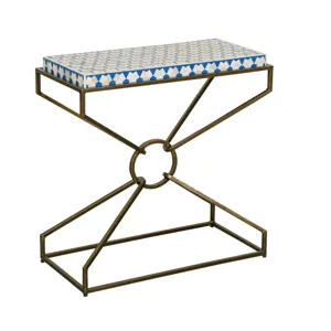Taara 24" Side Table with Horn Inlay and Brass Base