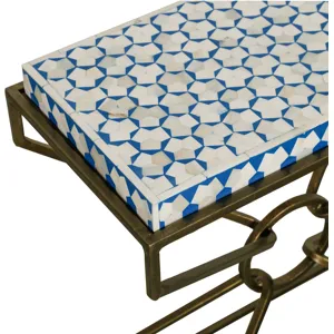 Taara 24" Side Table with Horn Inlay and Brass Base