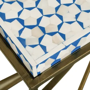 Taara 24" Side Table with Horn Inlay and Brass Base