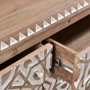Tangiers 61" Six Drawer Dresser in Carved Natural White
