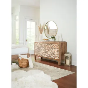 Tangiers 61" Six Drawer Dresser in Carved Natural White