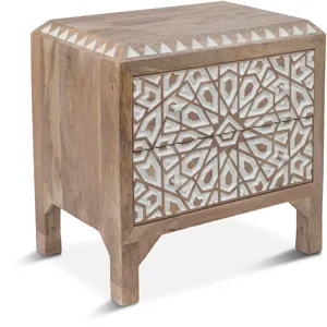 Tangiers 26" Nightstand in Carved Natural White
