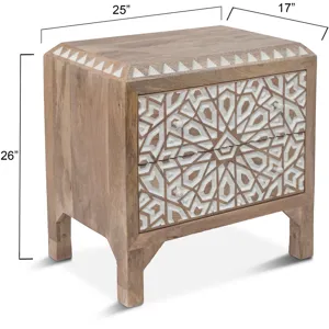 Tangiers 26" Nightstand in Carved Natural White