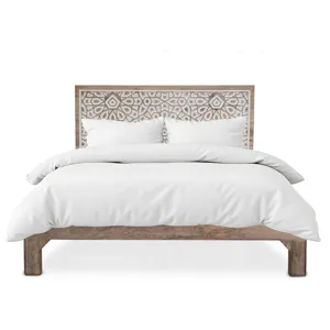 Tangiers King Bed in Carved Natural White