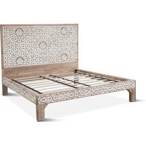 Tangiers King Bed in Carved Natural White