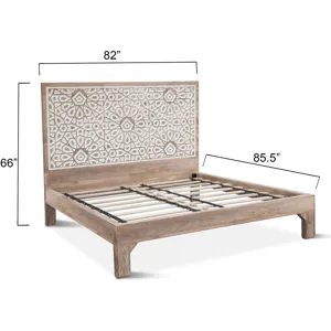 Tangiers King Bed in Carved Natural White