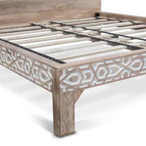 Tangiers King Bed in Carved Natural White