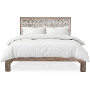 Tangiers Queen Bed in Carved Natural White