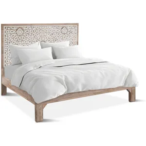 Tangiers Queen Bed in Carved Natural White