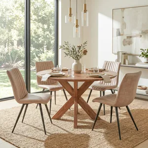 Tallinn 54" Round Dining Table in Weathered Acacia
